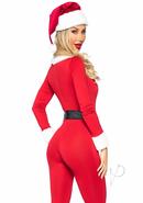 Santa Baby Spandex Jumpsuit With Fur Trim, Belt And Santa Hat (3 Pieces) - Large - Red/white